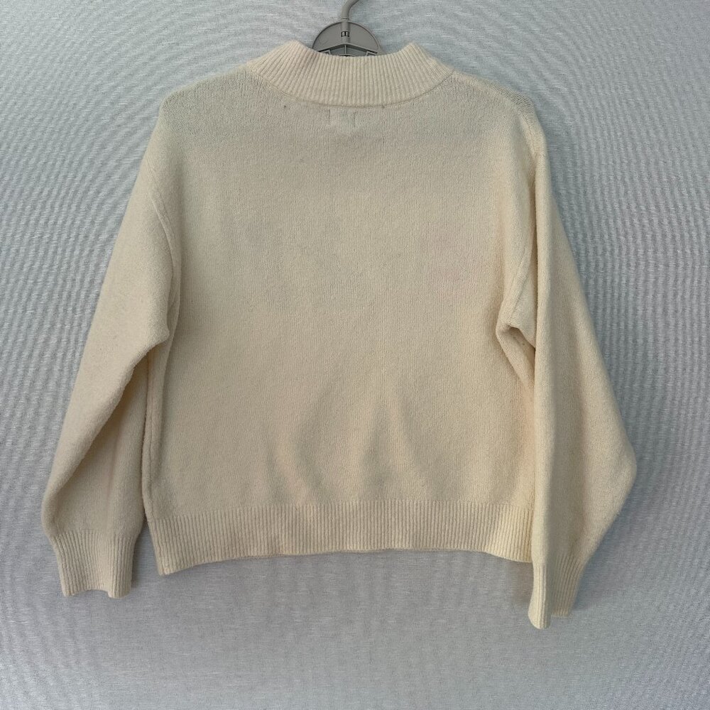 A NEW DAY WOMEN'S COZY KNIT CREWNECK PULLOVER SWEATER IVORY "COZY" GRAPHIC, L - Picture 3 of 8